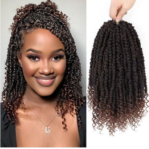 Pre-Looped Passion Twist Crochet Hair 12 Inch – 8 Packs Lightweight, Tangle-Free Synthetic Braids for Black Women – Soft, Natural Look, Easy Install (T1B/30)