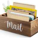 DRASTAR Mail Organizer Countertop, Mail Holder with 3 Slots, Mail Sorter Organizer for Desk, Envelope Holder for Home Office, Burnt Wood