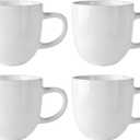 AmorArc 12oz Coffee Mugs Set of 4, Ceramic Coffee Mugs for Man,Woman,Dad,Mom, Modern Coffee Mugs with handle for Latte/Cappuccino/Cocoa. Dishwasher&Microwave Safe, Reactive White