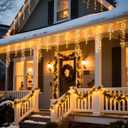 Minetom 9FT 398 LED Icicle Lights Outdoor - 15 Drop, 8 Mode Firecracker Christmas Lights, Warm White