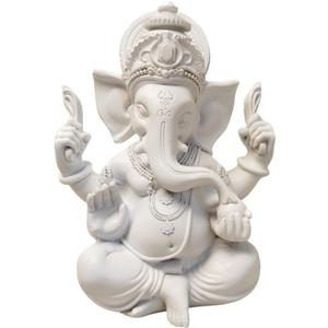 Indian God Lord Ganesha Statue,Hindu Elephant Statue Ganpati Idol Buddha Sculptures,Hindu Gift,Home Temple Mandir Meditation Yoga Room Decor 7.87"(White)