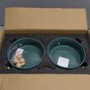 SPUNKYJUNKY 15 Slanted Ceramic Dog and Cat Bowl with Wooden Stand, Tilted Bulldog Food and Water Bowl No Slip Non-Spill for Cats Medium Dogs Big Face Pets 13.5 OZ (1.7 Cups, Light Green  2)