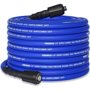 VIVIDWASH 1/ 4" Super Flexible Pressure Washer Hose Pro 50FT, M22-14/ 15mm Universal Pressure Washer Replacement Hose 3600PSI, Kink Resistant Upgraded No Leak Power Washer Hose for High Power Washers