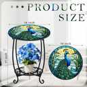 Cinnvoice Outdoor Side Table Round Small Mosaic Patio Accent Indoor End Plant Coffee Tea Table for Yard Patio Porch Garden Living Room, Bedroom(Peacock Style,18 Inch)