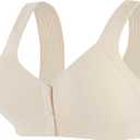 Women Front Closure Bras Wireless Snap Closing Bra No Underwire Older Senior Bras (XL)