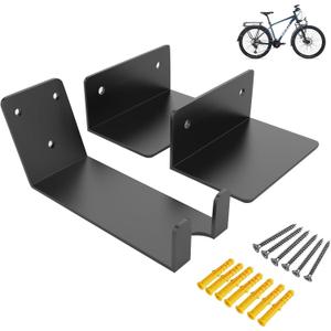 Bicycle Wall Mount Pedal Rack, Wall Mounted Bike Rack for E-Bike, MTB or Road Bike, Stainless Steel, 30kg/ 66lbs load, Black