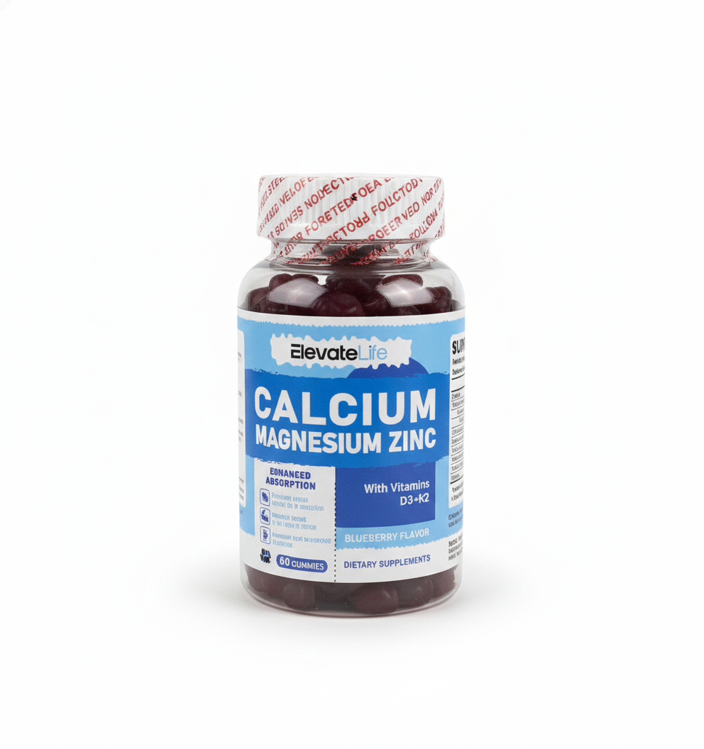 Calcium Magnesium Zinc Gummies with Vitamin D3 & K2 - High Potency Enhanced Absorption -60 Orange Gummies Flavored (60 Count (Pack of 1))