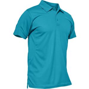 MAGCOMSEN Men's Polo Shirts Short Sleeve Cotton Pique Golf Shirt Casual Collared Shirt Lightweight Work Shirts with 3 Buttons (Blue, XXL)