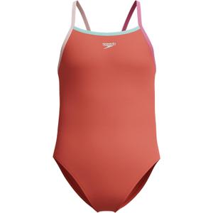 Speedo Girl's Swimsuit One Piece Thin Straps (Orange) Tropic Coral, 10