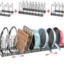 Xcosrack 15 Adjustable Dividers Pot and Pan Organizer Rack, 7" D x 32" W x 7.1" H, 3 in 1, Expandable Lid Bakeware Cupboard Rack Holder for Kitchen Cabinet Pantry Countertop, Black (Patent Pending)