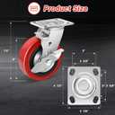 Nefish 6 Inch Industrial Grade Casters Wheels, Heavy Duty Polyurethane Casters Set of 4 with Dual Ball Bearing, Solid Polyurethane Wheel 4500 Lb, Plate Swivel Casters for Cart, Industrial, Machine