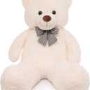 47 inch Big Giant Teddy Bear Stuffed Animals, White Cream Soft Plush Life Size Bear Toy All Ages Gift for Children/ Girlfriend/ Valentine's Day/ Christmas/ Birthday/ Baby Shower/ Wedding/ Party Decorations