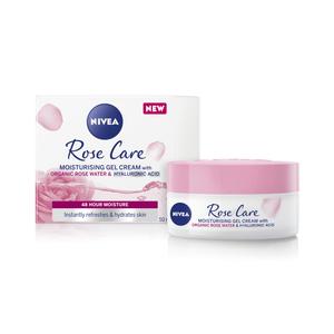 24h Day Cream (50 ml), Face Care with Rose Water and Hyaluron, Light Gel Face Cream for Smooth Delicate Skin, Moisturising Cream