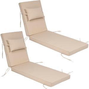 2 Piece Chaise Lounge Cushions Outdoor with PP Cotton Pillow, Waterproof Chair Cushions for Outdoor Furniture, Suitable for Patio Poolside,Garden,Beach,Pool (2pc-Khaki, 72 * 21 * 3 inch)