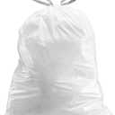 Plasticplace Custom Fit Trash Bags Compatible with Simplehuman Code J 50 Count White Drawstring Garbage Liners 10-10.5 Gallon 21"x28" Tear-Resistant LLDPE Bags for Kitchen Bathroom & Office