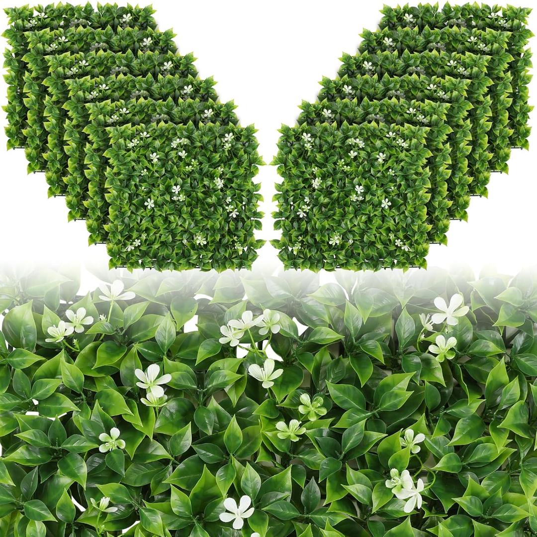 Luyue 12pcs Artificial Grass Wall Panels Epipremnum Greenery Backdrop 2020 Green Flower Hedge Panel Greenery Grass Wall Decor Privacy Screen Wall Backdrop