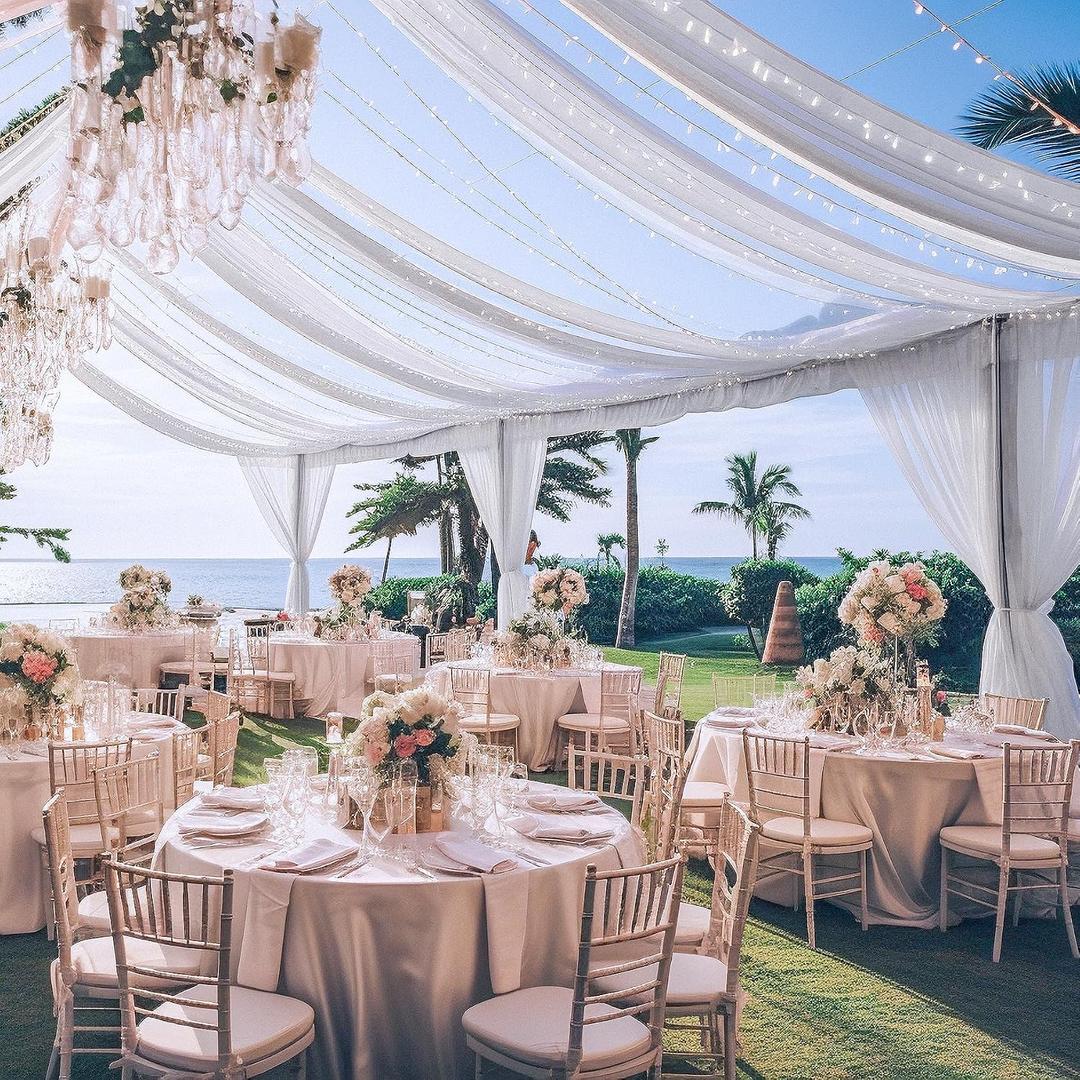 White Ceiling Drapes with Lights String for Weddings, 6 Panels 5ftx20ft Sheer Tulle Backdrop Photo Background Drapes for Wedding Ceremony Birthday Party Arch Decoration
