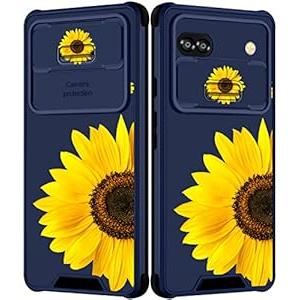 Goocrux for Google Pixel 6A Case Sunflower for Women Girls Cute Floral Flowers Girly Pretty Phone Cover Fashion Flower Unique Design with Slide Camera Cover Aesthetic Cases for Pixel 6A 5G 6.1 inch