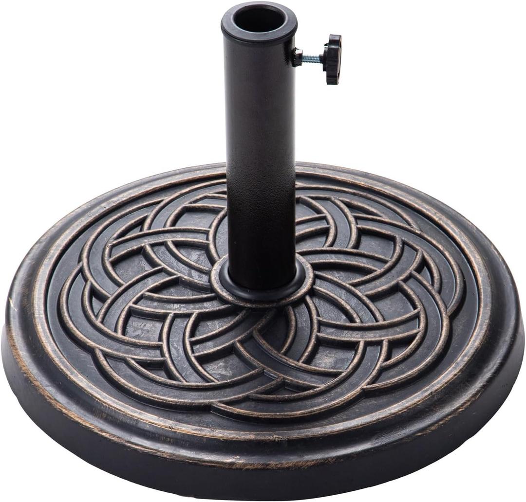 BACKYARD EXPRESSIONS PATIO HOME GARDEN  Heavy Duty Round Base Stand for Outdoor Patio Market Table Umbrella, Bronze, 17.5"