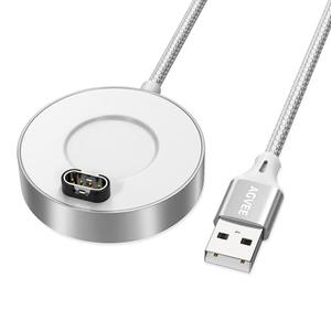 AGVEE 5ft Aluminium Ultra Thin Charger Dock Charging Station Compatible with Garmin Watches Vivoactive 3 4, Fenix 7 6 5, Forerunner, Instinct, Venu, Tactix, D2, Quatix, Silver