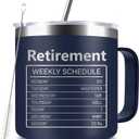 Happy Retirement Gifts for Men,14 Oz Funny Retirement Coffee Mug for Coworkers, Dad, Retired People, Friends, Teachers, Doctors, Boss, Dad, Funny Mug Xmas Present with Lids, Navy Blue