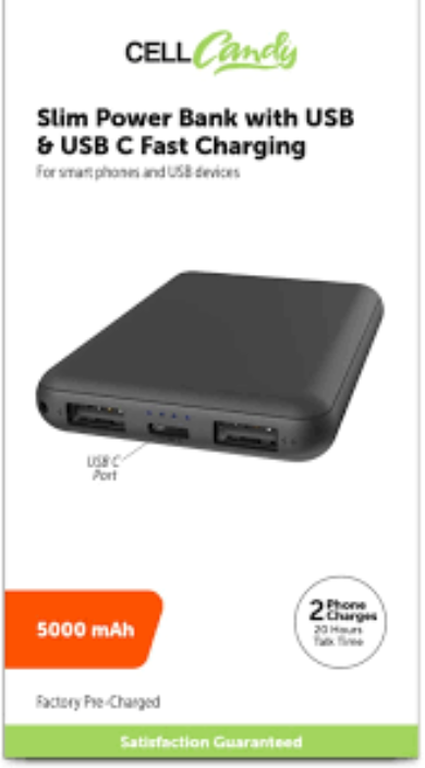 CellCandy Fast Charging Power With USB 5000 MAh