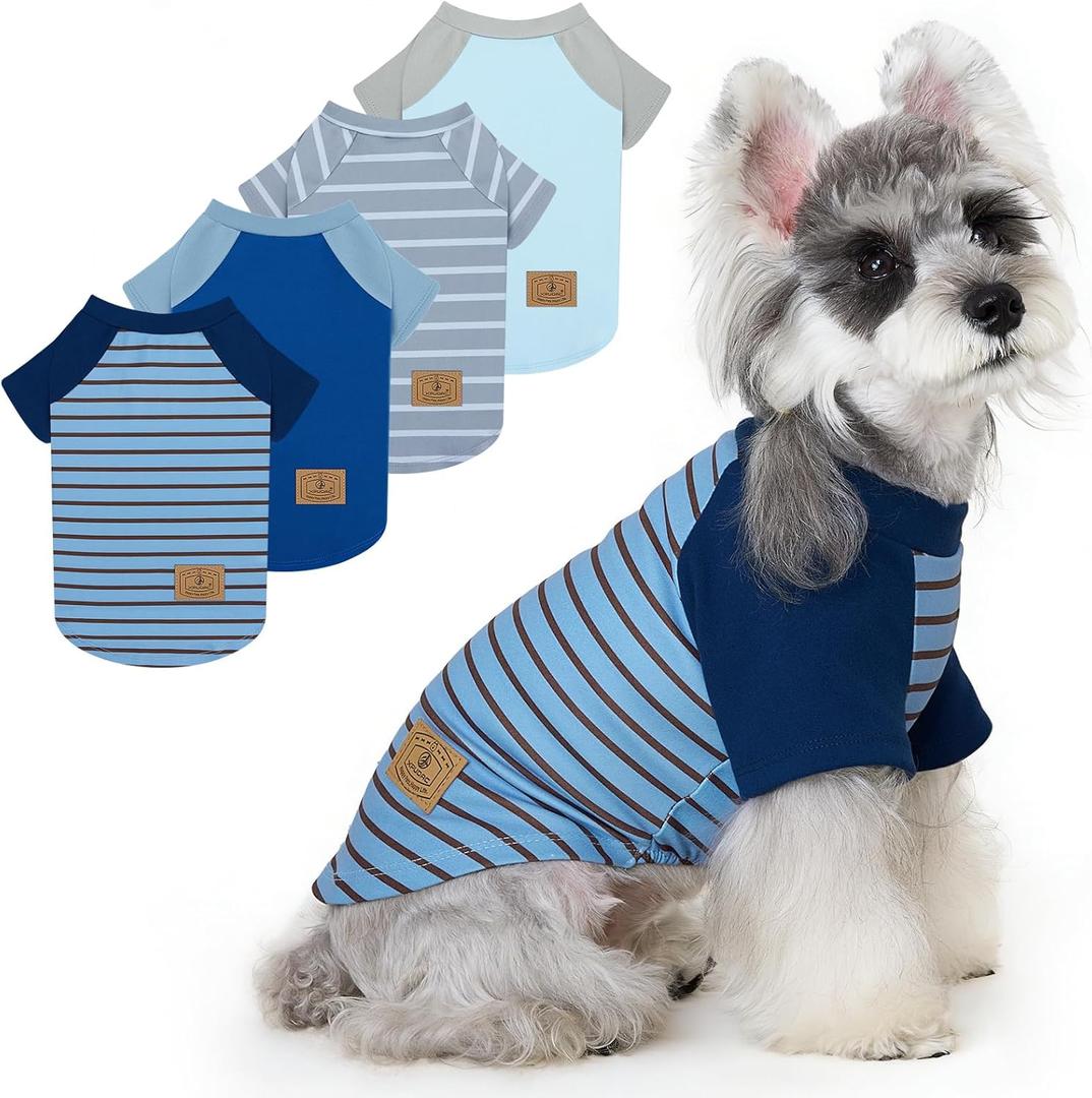 XPUDAC 4 Pack Dog Sweaters Comfy Dog Clothes with Sleeves Puppy Shirts Pullover Pet Sweatshirt for Small Medium Large Dogs Boy Girl Doggy Outfits Cat Apparel, Blue, XL (Navy, Grey)