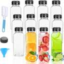 12 Oz Plastic Juice Bottles with Caps 12Pcs Juicing Bottles Clear Reusable Containers Black Lid Plastic Smoothie Bottle Ideal for Juice Milk Homemade Beverages (12oz) (12oz-black)