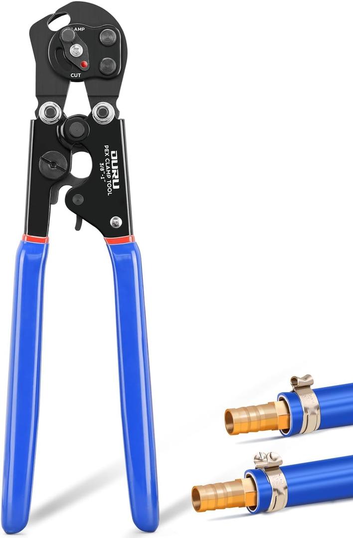 2 IN 1 Ratchet Pex Crimping Tool Pliers Cinch and Remove Combo Function Professional Pex Crimper Long Handle Pex Pinch Tool Pex Pipe Crimp Tool for 3/8" to 1" Stainless Steel Clamps