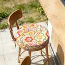 Outdoor Bistro Chair Cushions for Patio Furniture,Patio Bistro Round Foam Seat Cushion with Ties,15" D x 2.5" H,Flower Multi