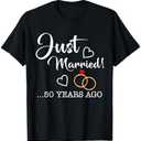 Just Married 50 Years Ago T Shirt Golden Anniversary T-Shirt 2XL