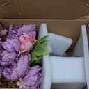 Garvee Artificial Peonies Flowers with Vase, Mixed Pink Silk Peony Bouquet with Faux Water in Glass Vase, Lifelike Fake Peonies Floral Arrangement for Table Centerpiece, Wedding, Home Decor