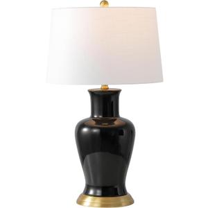 JONATHAN Y Julian Classic Ceramic Urn Metal LED Table Lamp 29", Black