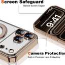 Compatible with iPhone 17 Pro Case with Invisible Magnetic Ring Stand [Compatible with Mag-Safe] [Full Camera Lens Protector] Plating Clear Phone Case for iPhone 17 Pro 6.3", Desert Gold