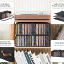 Clear Front CD Storage Box 4 Pack, Dustproof Zippered CD Case Holder with Top & Side Handles, Stores 140+ Discs Total, See All Disc Titles at a Glance, 15.75 x 6.1 x 5.3in, Black
