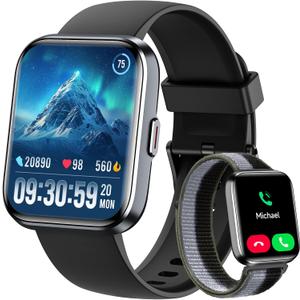 Smart Watch for Men Women, 1.8" Fitness Tracker for Android & iPhone, Answer/Make Calls, Alexa Built-in, Heart Rate/Sleep/SpO2 Monitor Smartwatch, IP68 Waterproof Watches 101+ Sport Modes, 2 Bands