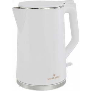 West Bend Timeless Electric Kettle Cordless Serving Features Stainless Steel Interior Boil Dry Protection and Auto Shut Off, 1.5-Liter, White