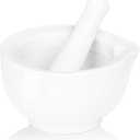 LEETOYI Porcelain Small Mortar and Pestle, Ceramic Herb Grinder Pill Crusher Set, 3.3 inch White
