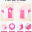 Dokotoo Womens Casual V Neck Short Sleeve Shirts Color Block Back Button Down Blouses Tops (L)