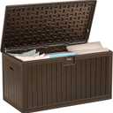 YITAHOME 150 Gallon Large Deck Box with Side Handles, Outdoor Double-Wall Storage for Patio Furniture Cushions, Garden Pool Accessories, Water Resistant & Lockable (Dark Brown)