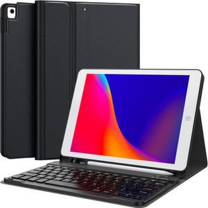 CHESONA Keyboard Case for iPad 9th Generation 2021 10.2 Inch, Detachable Wireless with Pencil Holder Stand Folio Keyboard Cover for iPad 9th Gen/8th Gen/7th Gen 10.2" (Black) (9th/8th/7th -Black)