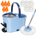 MASTERTOP Mop and Bucket with Wringer Set, Spin Mop Cleaning System with 3 Mop Pads,Spinning Mop Bucket for Floor Cleaning, 50.4" Extended Handle