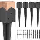 Decorative 4x4 Post Base Spike, Heavy Duty Fence Post Anchor Ground Spike for Mailbox Fence Post, Fence Stakes Post Support Base 23 x 3.7 x 3.7'' Outer Diameter (Inner Dia 3.5x3.5'', 4Pcs)