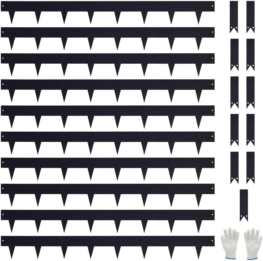 Pmango 10-Pack Galvanized Steel Landscape Lawn Edging - 4.5 inch Height Black Powder Coated Bendable Metal Strips - Hammer-in Edge Border - Yard Pathway Divider 40 inch Each(33Ft Total), #LYLB45BK-US