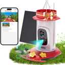 2K Smart Hummingbird Feeder with Camera, Solar Powered, AI Bird Species Recognition, Leak-Proof & Ant-Bee Proof, IP65 Outdoor Wireless Bird Feeder(17 oz)
