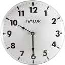 Taylor Indoor Outdoor Metal Wall Clock, Wireless Thermometer with Easy to Read Large Numbers for Patio, Pool, and Indoor Areas, 18-inch