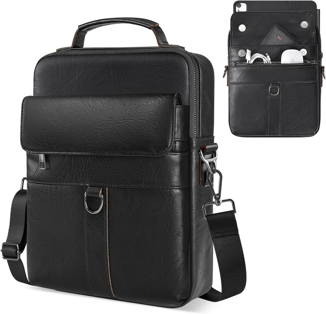 13 Inch Laptop Leather Sleeve for 2026-2022 MacBook Air 13 M5 M4 M3 M2 A3449 A3240 A3113 A2681, 13" MacBook Neo A18, Protective Carrying Bag Shoulder Travel Case with Pockets, Black