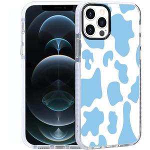 for iPhone 12 Pro Max Case - Blue Cow Print Pattern Phone case - TPU Shock Absorption Protection Phone Cover Case