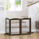 Spirich Freestanding Wire Pet Gate for Dogs, 30 inches Tall Dog Gate for The Houes, Doorway, Stairs, Pet Puppy Safety Fence,Set of Support Feet Included (Espresso, 4 Panels) ASIN: B07T8Z8NKL