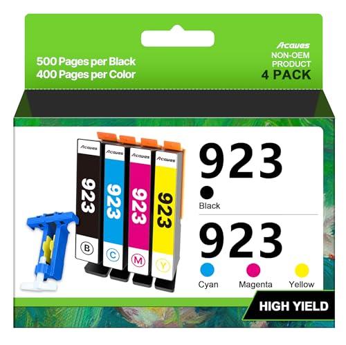 923 Ink Cartridges Combo Pack Without Chip High Yield Compatible for HP 923 Ink Cartridges 923XL Work for OfficeJet Pro 8130e 8135e 8139e 8138e 8120e 8122e 8124e (4 Pack, Black Cyan Magenta Yellow)